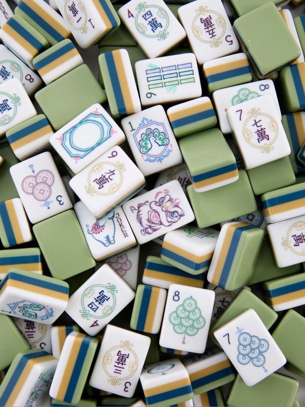 Green and Blue Mahjong Tiles